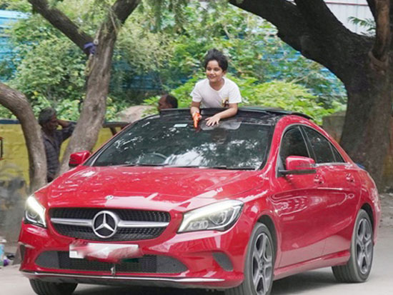 Allu Arjun son Allu ayan spotted enjoying car ride in city Hyderabad